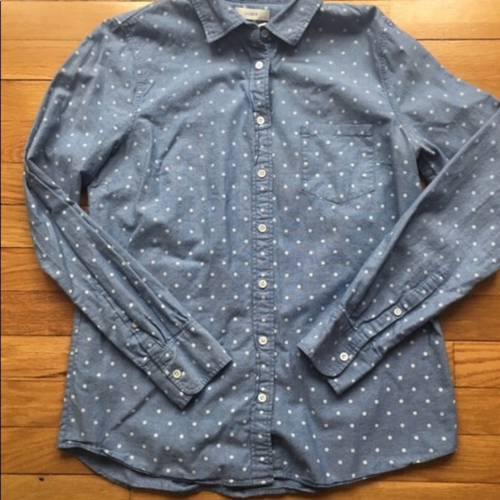 Chambray Button Up With White Polka Dots - image 4